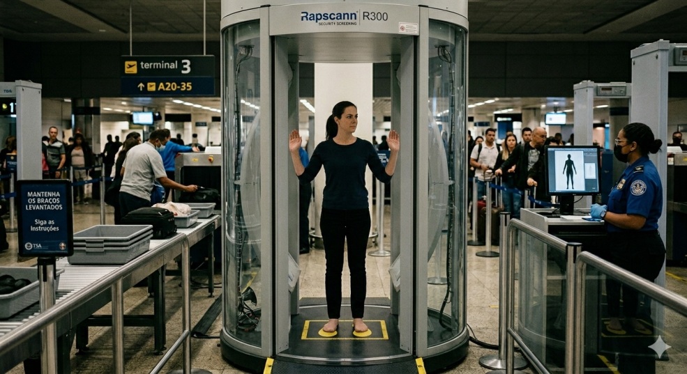 Scanner corporal em aeroporto